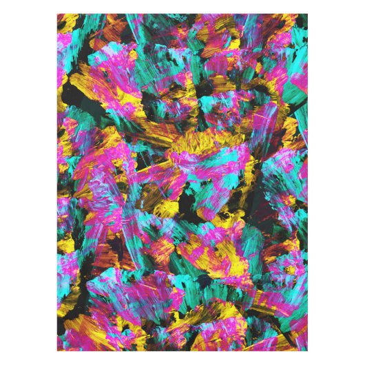 Künstlerische Neonfarben Schwarze Abstrakte Malere Tischdecke (Vorderseite)