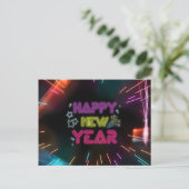 Künstlerische Neonlinien glücklich neues Jahr POST Postkarte (Stehend Vorderseite)