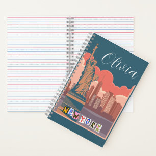 Künstlerische New Yorker Skyline Personalisiert Notizblock