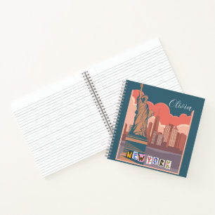Künstlerische New Yorker Skyline Personalisiert Notizblock