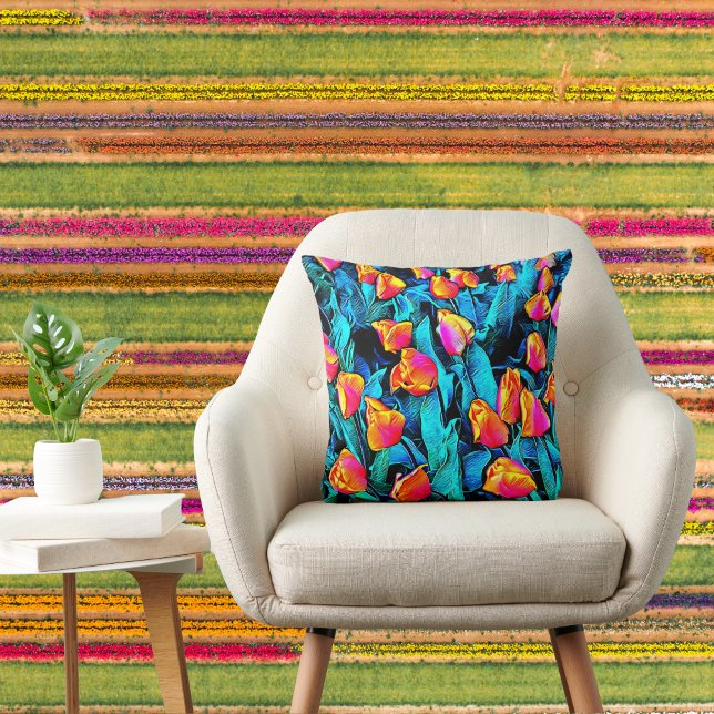 Künstlerische Orangen- und Goldgräber Kissen (Von Creator hochgeladen)