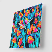 Künstlerische Orangen- und Goldgräber Quadratische Wanduhr (Winkel)