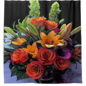 Künstlerische Orangenblumenbildung Duschvorhang (Vorderseite)