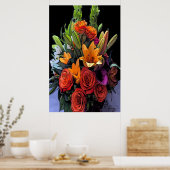 Künstlerische Orangenblumenbildung Poster (Küche)