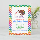 Künstlerische Palette Geburtstagspartei Einladung (Stehend Vorderseite)
