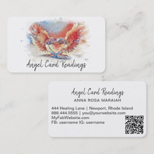 *~* Künstlerische Pastel Herzengel Wings AP78 QR Visitenkarte (Vorne/Hinten)
