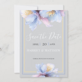 Künstlerische Pastell-Botanische Blumen Hochzeit Save The Date