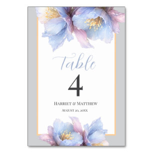 Künstlerische Pastell-Botanische Blumige Hochzeit Tischnummer