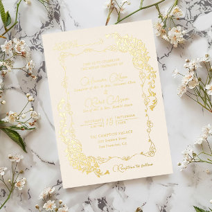 Künstlerische Pearl Crème Floral Paisley Muslim Ho Folieneinladung