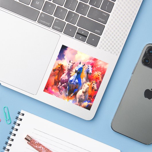 Künstlerische Pferde Aufkleber (Laptop mit iPhone)
