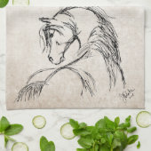 Künstlerische Pferdekopfskizze Handtuch (Gefaltet)