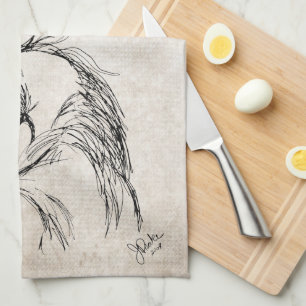 Künstlerische Pferdekopfskizze Handtuch