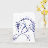 Künstlerische Pferdekopfskizze Karte (Gelbe Blume)