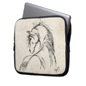 Künstlerische Pferdekopfskizze Laptopschutzhülle (Vorderseite Links)
