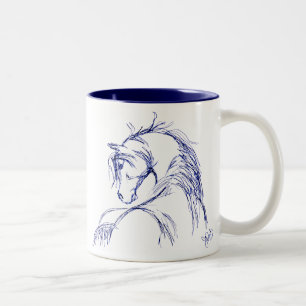 Künstlerische Pferdekopfskizze Zweifarbige Tasse