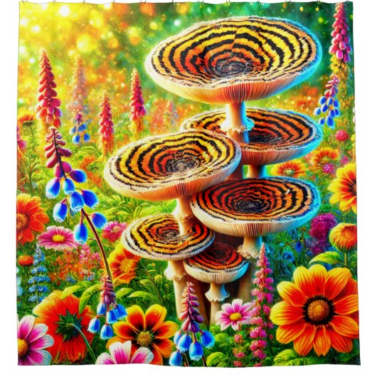 Künstlerische Pilze Duschvorhang (Vorderseite)