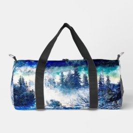 Künstlerische Pines im Schneesturm Duffle Bag