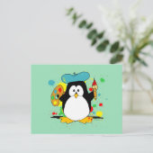 Künstlerische Pinguin Green Postkarte (Stehend Vorderseite)
