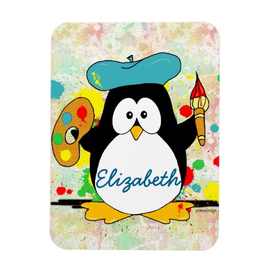 Künstlerische Pinguin Painter Personalize Magnet (Vertikal)