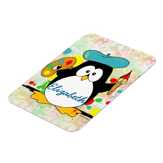 Künstlerische Pinguin Painter Personalize Magnet (Linke Seite)