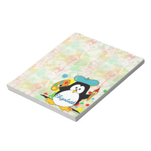 Künstlerische Pinguin Painter Personalize Notizblock