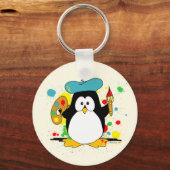 Künstlerische Pinguin Painter Schlüsselanhänger (Rückseite)