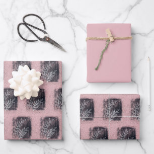 Künstlerische Pink-Weiße-Zweig-Familien-Weihnachte Geschenkpapier Set