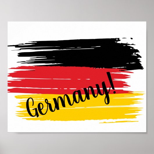 Künstlerische Pinselstrich - Deutschland-Fahne Poster (Vorne)