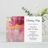 Künstlerische Pinselstriche Schlaganfälle Gold und Einladung (Stehend Vorderseite)