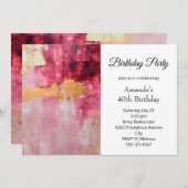 Künstlerische Pinselstriche Schlaganfälle Gold und Einladung (Vorne/Hinten)