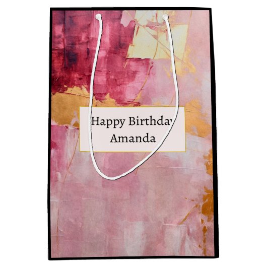 Künstlerische Pinselstriche Schlaganfälle Gold und Mittlere Geschenktüte (Vorderseite)