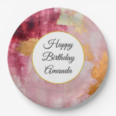 Künstlerische Pinselstriche Schlaganfälle Gold und Pappteller (Vorderseite)