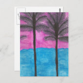 Künstlerische Postkarten Wasserfarbenpalmen (Vorne/Hinten)