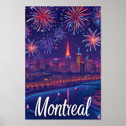 Künstlerische Reise-Illustration in Montreal Poster (Vorne)