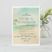 Künstlerische Retro Vintage Friedlich Beach Hochze Einladung (Stehend Vorderseite)