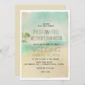 Künstlerische Retro Vintage Friedlich Beach Hochze Einladung (Vorne/Hinten)