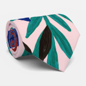 Künstlerische rosa blaue Acrylfarben Blume Blätter Krawatte (Gerollt)