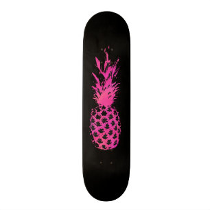 Künstlerische rosa und schwarze Aquarellneonanana Skateboard