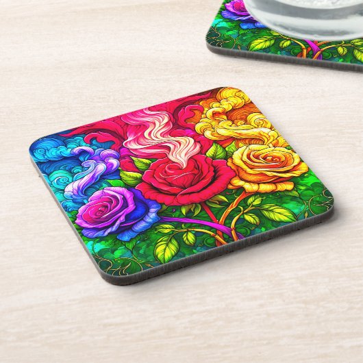 Künstlerische Rose Getränkeuntersetzer (Linke Seite)
