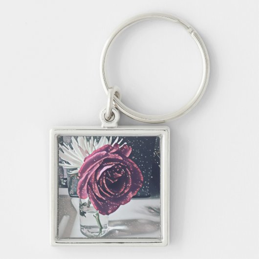 Künstlerische Rose Schlüsselanhänger (Vorne)
