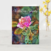 Künstlerische Rose und Tränen Beileid Note Card Karte (Gelbe Blume)