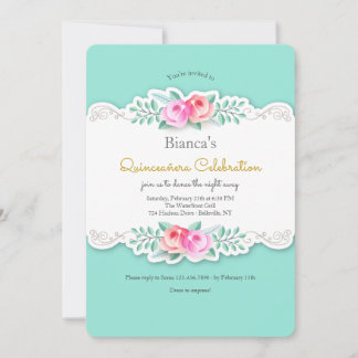 Künstlerische Rosen Quinceañera-Einladung Einladung