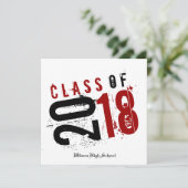 Künstlerische rote, Schwarzweiss-Klasse von 2018 Einladung (Stehend Vorderseite)