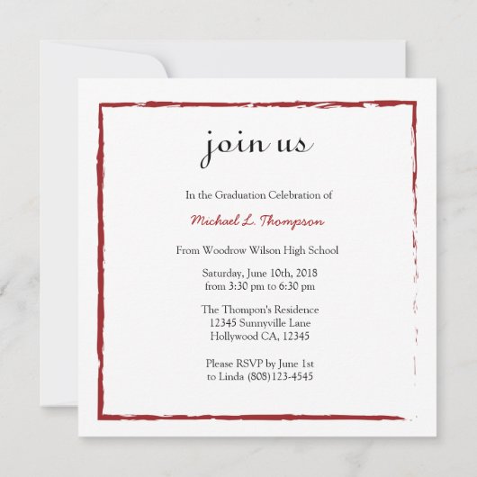 Künstlerische rote, Schwarzweiss-Klasse von 2018 Einladung (Rückseite)