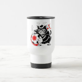 Künstlerische Samurai-Katze Fußball-Geschenk für K Reisebecher