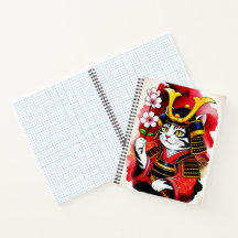 Künstlerische Samurai-Katze Kirsche zum Journaling