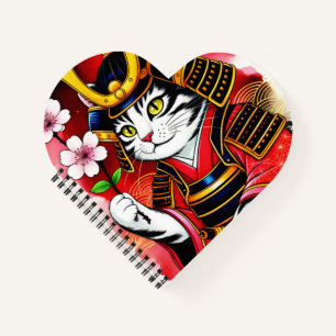 Künstlerische Samurai-Katze Kirsche zum Journaling Notizblock