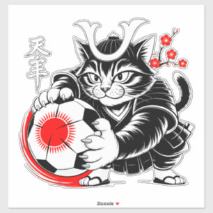 Künstlerische Samurai-Katzen-Fußball für Laptops u Aufkleber