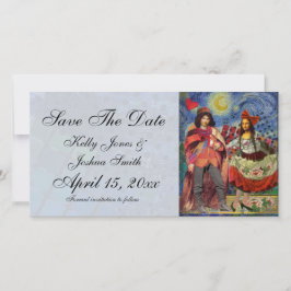 Künstlerische Save the Date fantasievolle Hochzeit