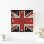 Künstlerische Schmutz Großbritannien-Flagge Quadratische Wanduhr (Zuhause)